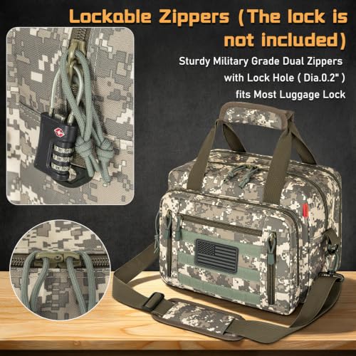 Image of Pistol Case, Gun Range Bags For 2 Pistols 6 Magazines Carrying Shooting Bag with Lockable Zipper for Shooting Range Outdoor Hunting