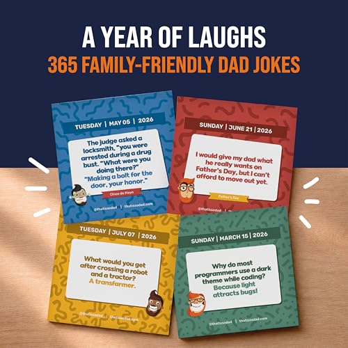 Image of Dad Joke Calendar 2026 | Page A Day Tear Off Calendar Gift For The Dad Joke Lover, Great Christmas Gift, Funny Daily Dad Jokes Desk Calendar, Stocking Stuffer Gift For Men & Women, 365 New Jokes & Puns for The New Year