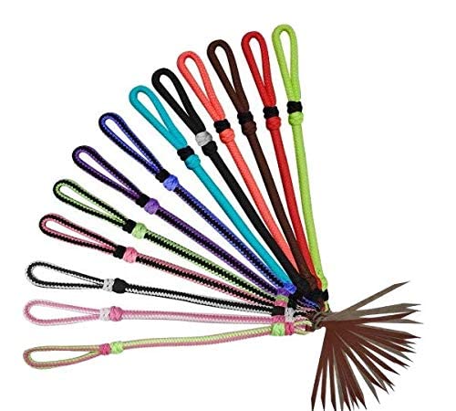 Showman Braided Nylon Quirt Wrist Loop w/Leather Popper (Black)