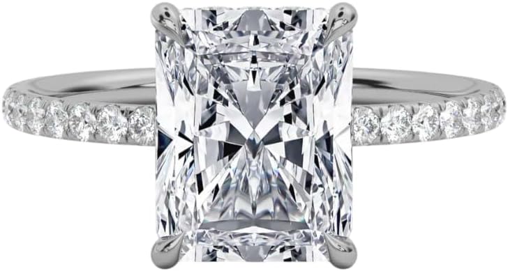 2-4 CT Hidden Halo Engagement Ring Moissanite Solitaire Anniversary Ring Promise Gifts 925 Silver 10K/14K/18K Solid Rose/White/Yellow Gold