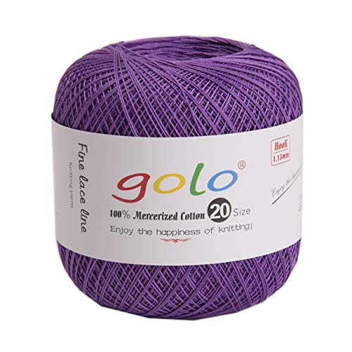 Image of golo Crochet Thread Yarns for Begingers Size 20 Cotton Yarn for Hand Knitting Purple 675