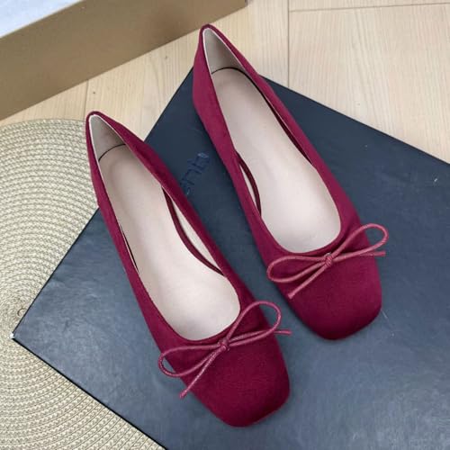 SAILING LU Women's Cute Bowknot Square Toe Ballet Flats Dressy Comfort Flat Shoes Office Work Shoes Casual Walking Slip-On Loafers2