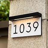 House Numbers Address Plaques For Houses Solar Powered, 3000K Warm White LED Illuminated Address Sig