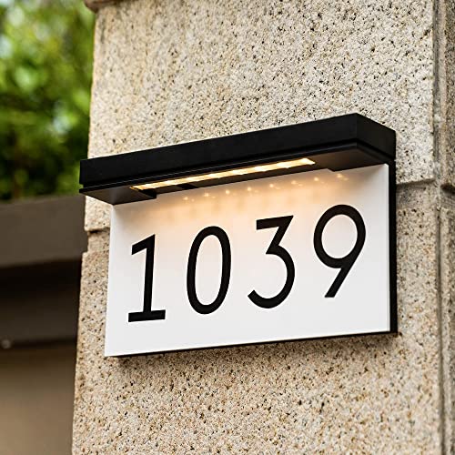 House Numbers Address Plaques For Houses Solar Powered, 3000K Warm White Led Illuminated Address Sign For Outside, Waterproof, Wireless, Light Up For Houses, Street #TOP1