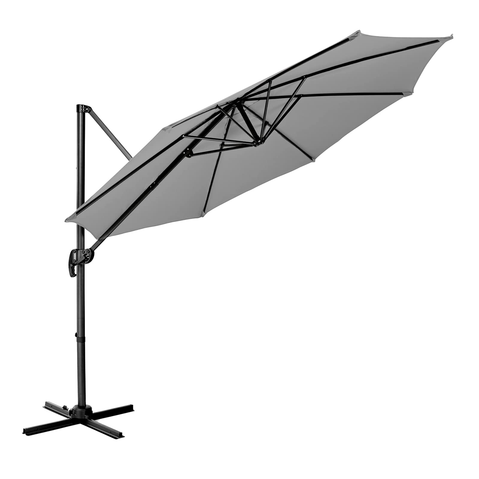 SVITA Sonnenschirm Aluminium-Ampelschirm mit Ständer und Kurbel, 360° Hebel-Konstruktion, kippbar, Umfassender Sonnenschutz