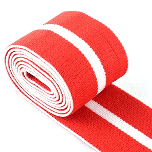 38mm Elastic Suitable and Elastic Fabric Red White Colorful Striped Elastic Webbing for DIY Clothing Accessories by The Yard