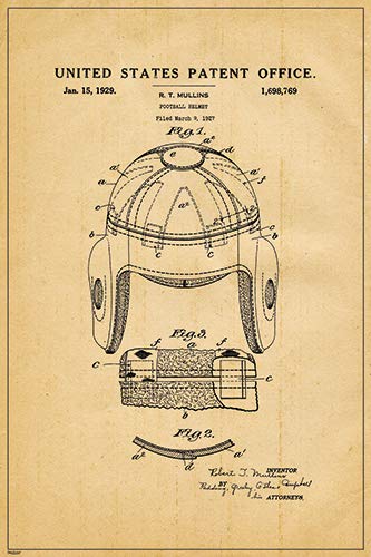 engineering of football helmets PosterMerchant 1929 Helmet US Patent Blueprint Technical Drawing Schematic Home Decor Print Poster 24x36: Posters & Prints Color:Onyx Lunar Grey Macbook Fitting an electric motor