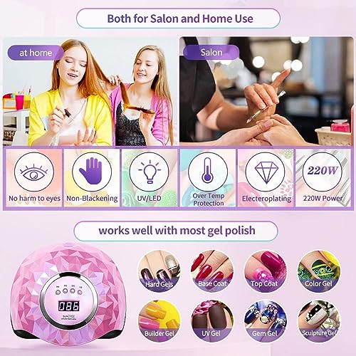Red Square 248W UV LED Nail Lamp, UV Light for Nails Gel Polish with 60 Led Beads, Faster Curing Lamp LED Nail Dryer with 4 Timers and Auto Sensor, UV Lamp for Gel Nails Home... - Image 2