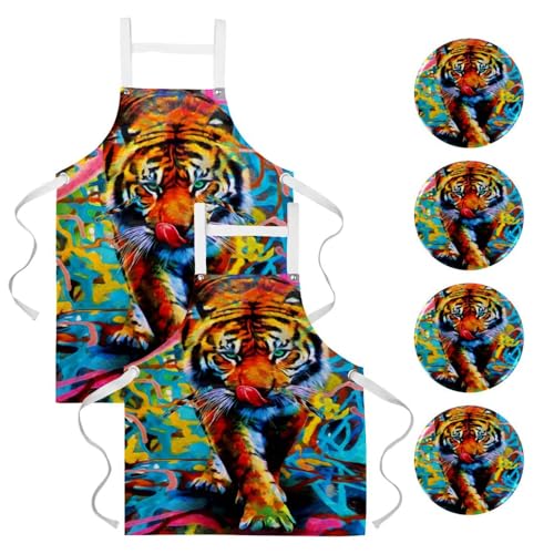 Lot de tabliers de cuisine anti-taches avec broches ajustables pour le travail