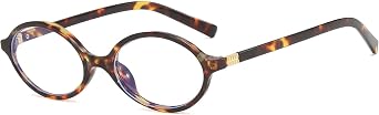 Retro Oval Blue Light Blocking Glasses for Women Men Small Anti Blue Light Eyeglasses Computer Glasses (Leopard Clear)