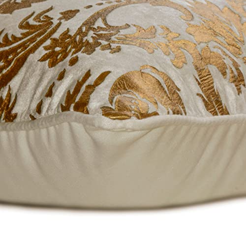 The Homecentric Decorative Pillow Covers, Throw Pillow Cover For Couch, White 18X18 Inch (45X45 Cm) Metallic Gold Damask Decorative Pillow Covers, Victorian Style Easter - Gold Festive #TOP1
