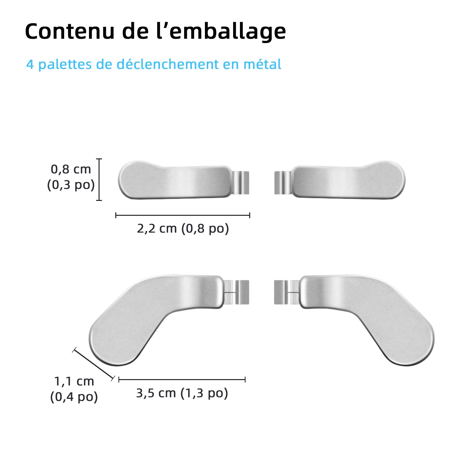 Mcbazel Lot de 4 Palettes de Déclenchement pour Xbox One Elite/Elite Series 2, Accessoires de Manette Haute Performance, Compatibles avec Xbox One Elite/Elite Series 2(Argent)