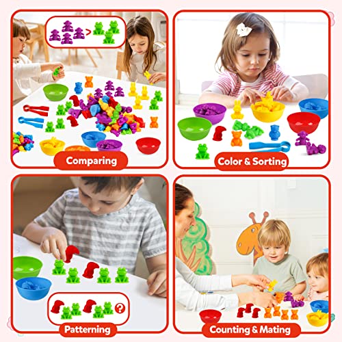 RAEQKS Counting Sorting Toys Matching Stacking Toys With Bowls Preschool Learning Activities For Math Montessori Fine Motor Skills Sensory Animals Toy Sets Gift for Toddlers Kids Boy Girl Aged 3+ Year - Image 8