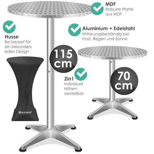 Kesser 2in1 Bistrotisch Aluminium 1er Set für flexible Nutzung