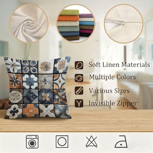 Housse coussin 45x45 bleu marine bohème de qualité supérieure pour lit - 7