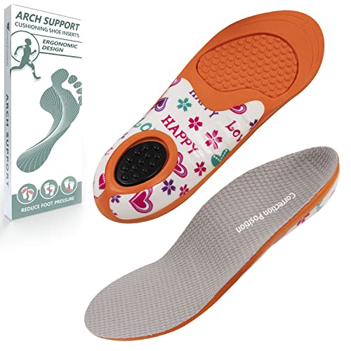 Arch Support Insoles for Kids,Shoe Inserts Orthotic Inserts Children's Memory Foam Insoles Shoe Insoles for Flat Feet Plantar Fasciitis PU Cushioning Inserts Breathable Shock Absorption