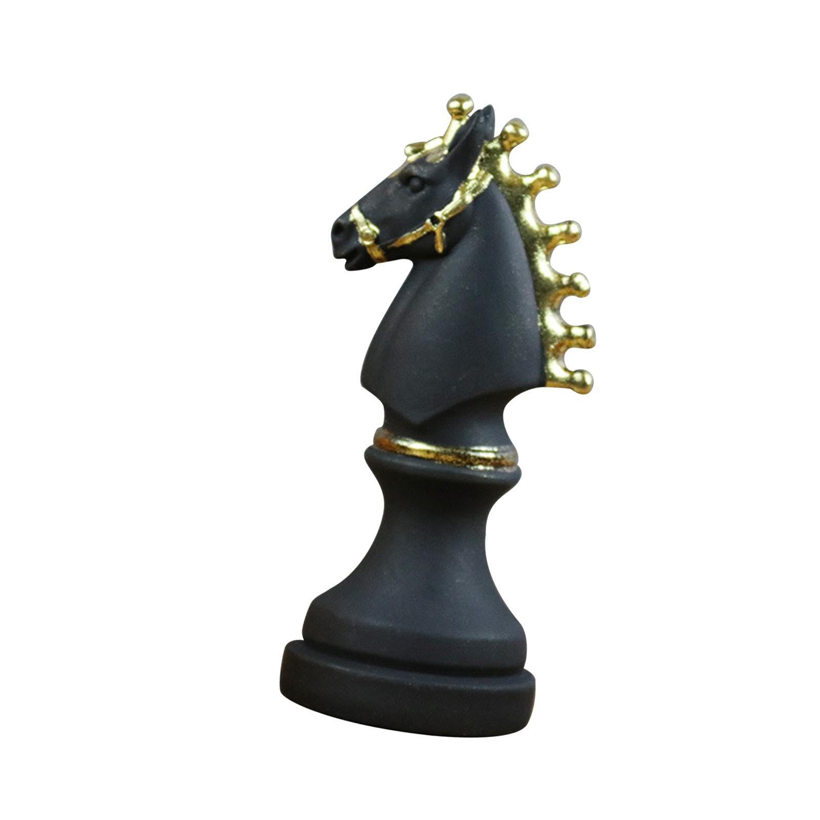 YIXANNX Beautifully Detailed Chess Pieces Statue Retro Chess Pieces Statue Resin for Creative Gift Unique Decorative Item For Homes Chessmen Sculpture With, Black, Horse Shape