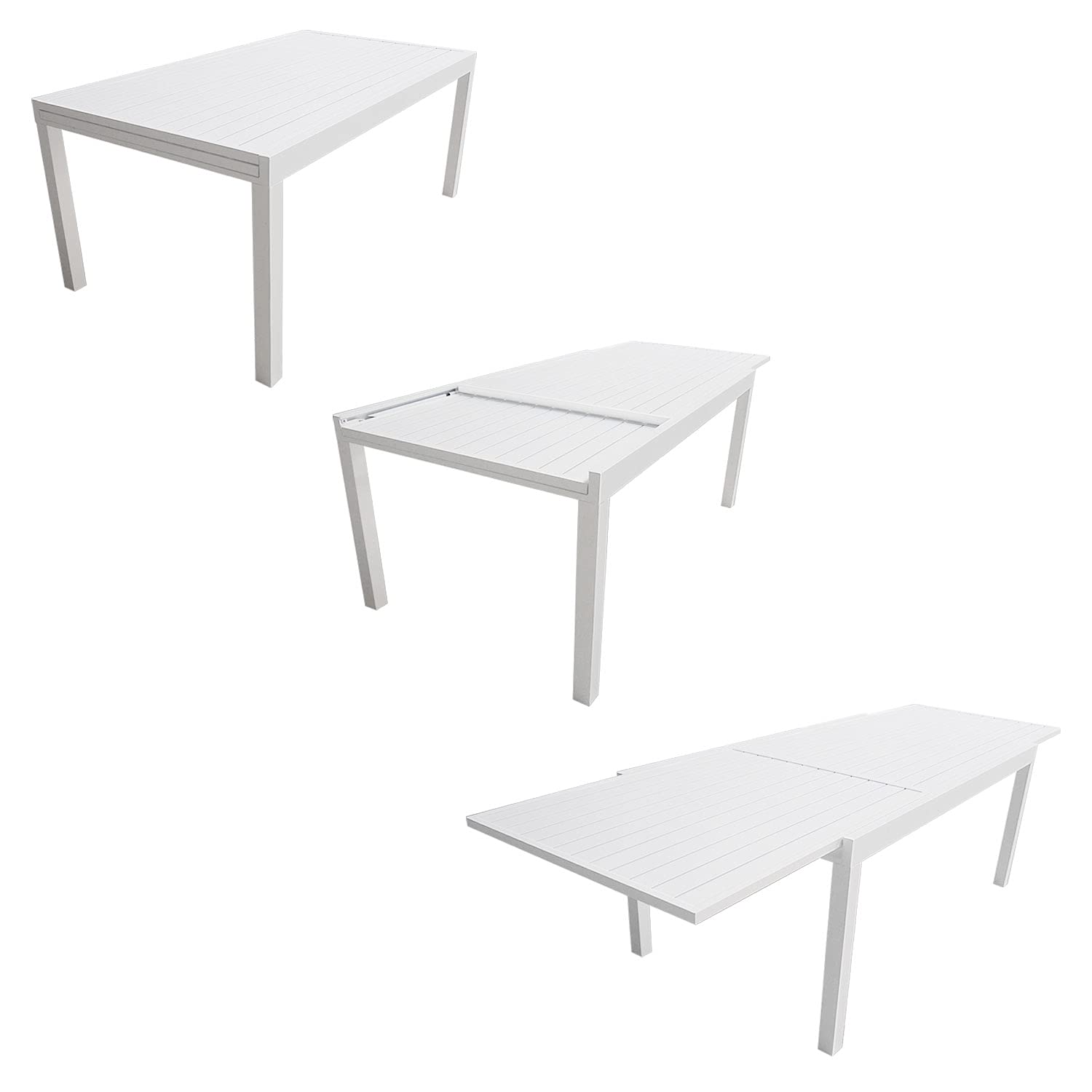 Conjunto de jardín extensible VENEZIA 180/300 en aluminio 10 plazas blanco