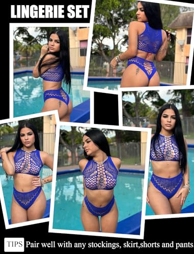 Image of Avidlove Womens Fishnet Lingerie for Women Sexy Two Piece Lingerie Set Stripper Outfit