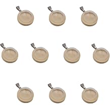ZenRa 10-Piece Glass Dome Pendant Set with Wooden Base and Hollow Glass Cabochons 20mm, Wood Color