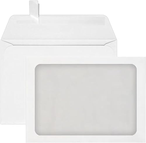 LUXPaper Sobres de ventana de cara completa A7  Despegar y prensar  5 14 pulgadas x 7 14 pulgadas  Blanco  Texto de 70 libras  Cantidad de 50