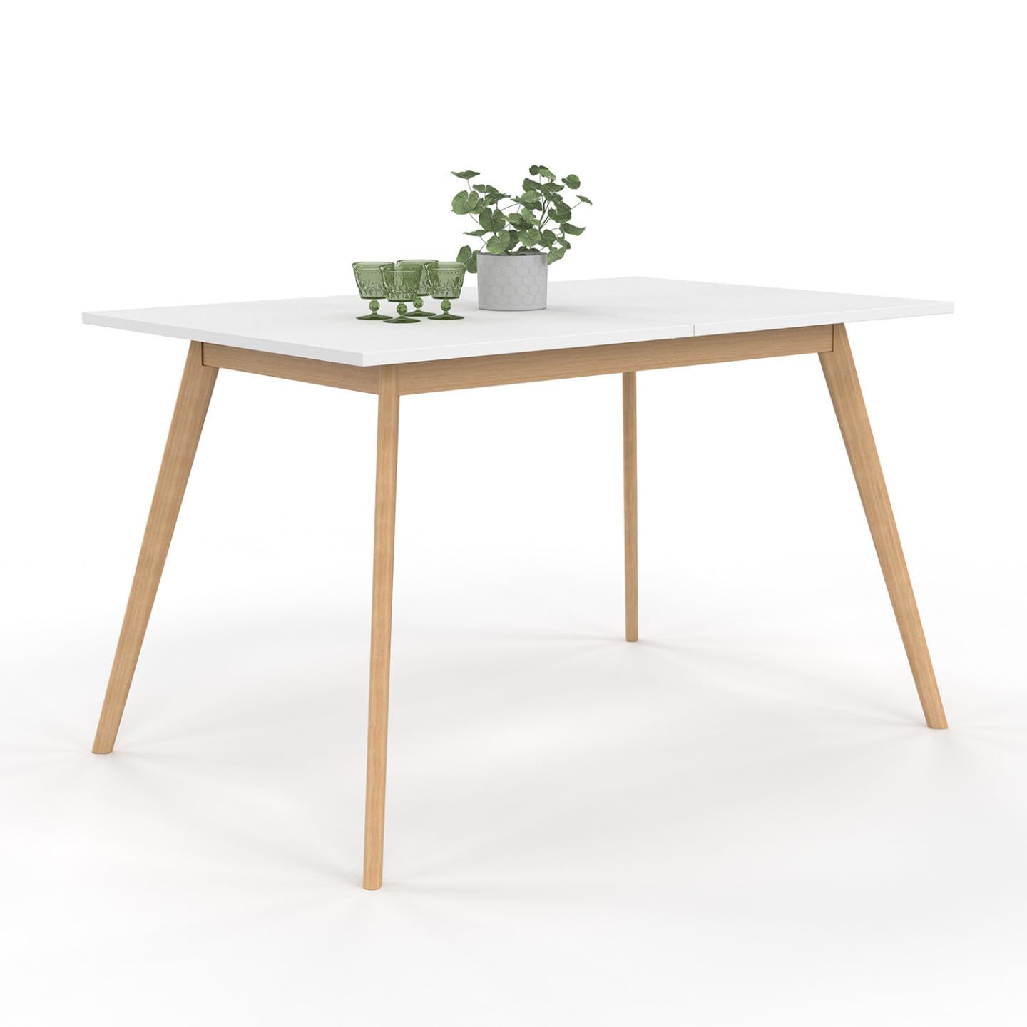 IDMarket - Table scandinave Extensible Rectangle Inga 4-8 Personnes Blanche 110-150 cm