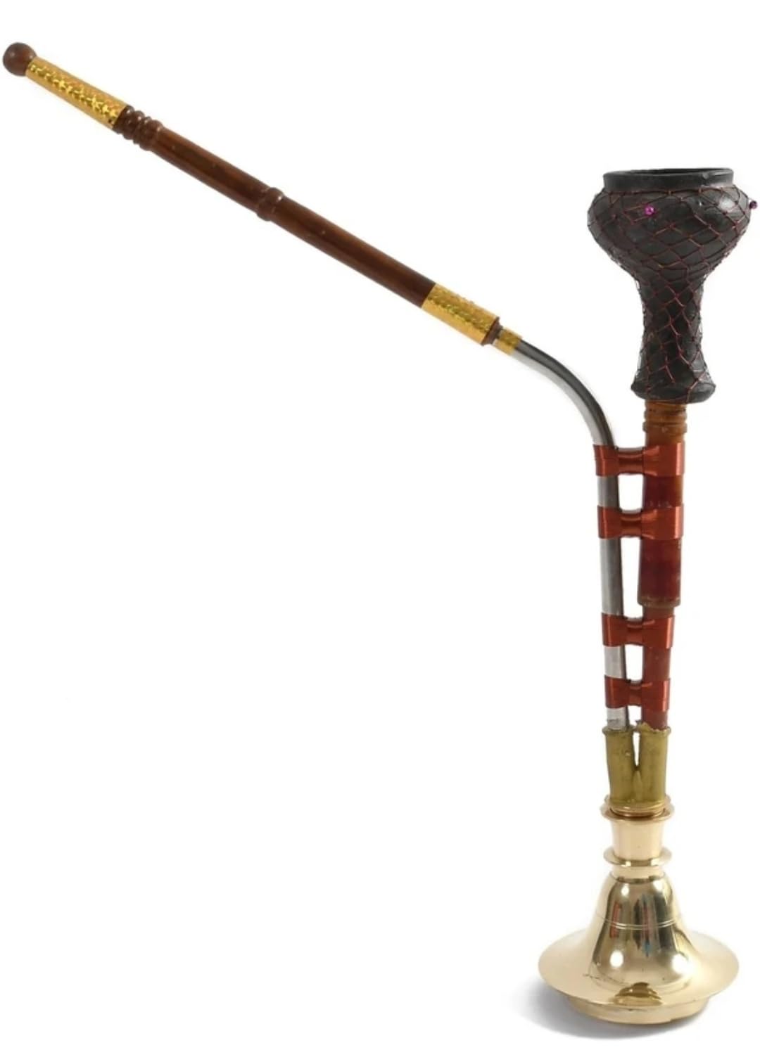 25 Inch Traditional Brass Wooden Copper Hookah | Handmade Antique Design | Decorative & Smoking Use-picture-16