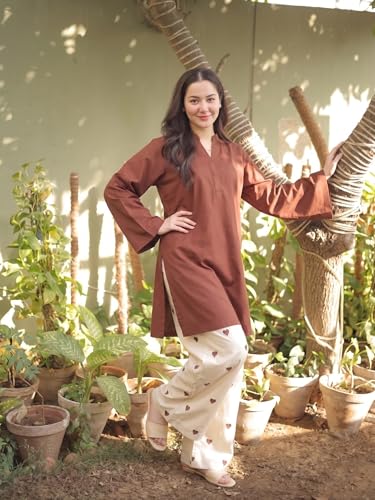 Image of ANNI Designer Farshi Salwar Suit Set for Women Viscose Solid | Co-ords Set for Woman | Kurta Palazzo 2 Piece Outfit | Mandarin Neck Full Sleeve Regular Fit Ethnic Dress Stylish Womens