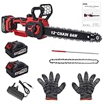 Bostar Cordless Chainsaw 12 Inch (30cm) 1300W Brushless Motor, 2X 4.0Ah Batteries, Electric Chain Saw with Auto Oiling & Tool-Free Tension for Cutting Logs & Garden (Compatible with Makita Battery)