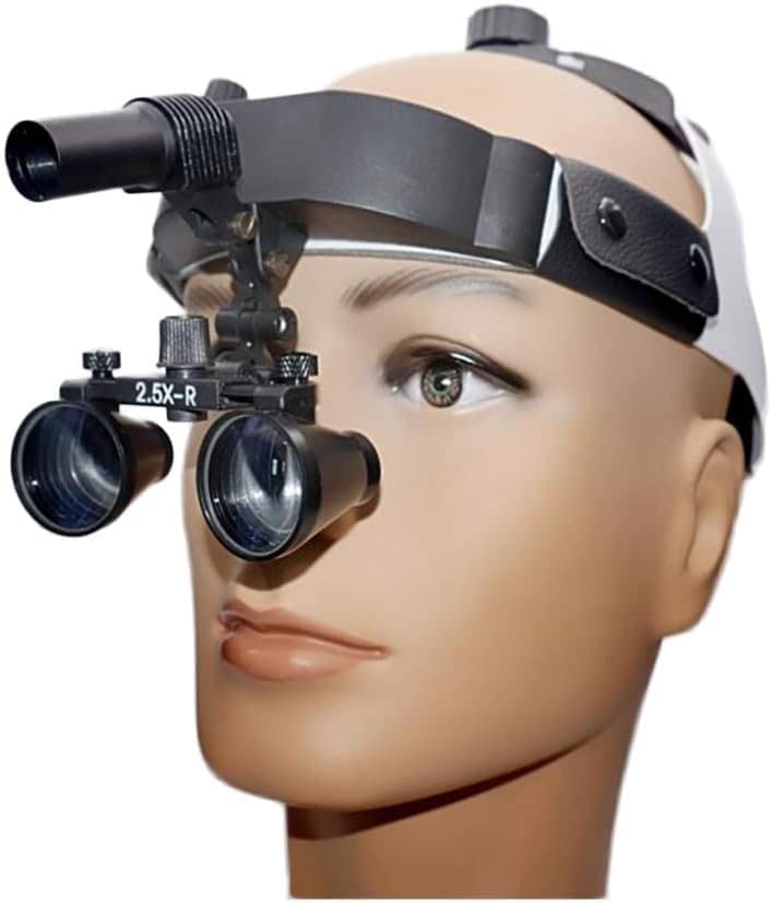 Lupas, lupas binoculares de 2,5 aumentos, lupas de Vidrio óptico para Laboratorio, lupas con Diadema de Cuero y Faro LED.,