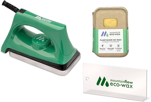 mountainFLOW eco-Wax, Eco-Friendly Ski + Snowboard Wax Kit Including Wax Iron, Plant-Based Wax, Scraper, Travel Case and More