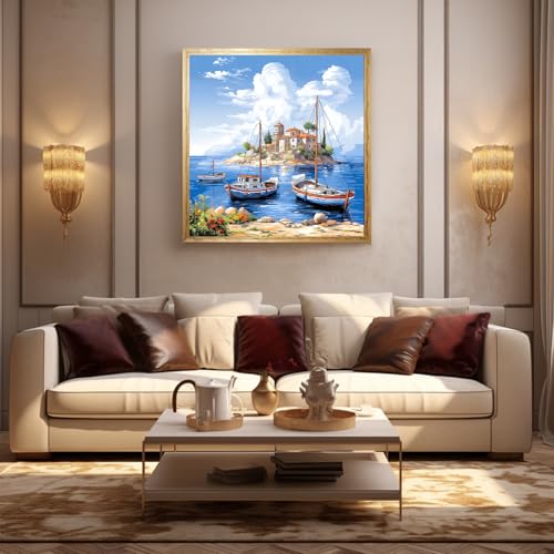 Image of 51buyoutgo Island Landscape Cross Stitch Kits, 11 Ct Count Pre Printed Counted Stamped Cross Stitch Embroidery Needlepoint Patterns Kits for Adults Beginners, Easy Advanced Crossstitch Crossstitching