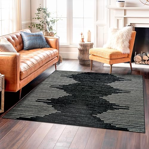 Rugshop Bohemian Stripe Stain Resistant High Traffic Living Room Kitchen