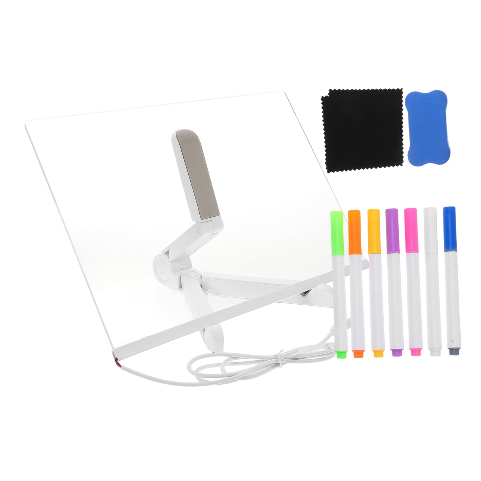 Zerodeko Set Di Lavagne Cancellabili A Secco Con Luce Led Lavagna Per Appunti in Acrilico Supporto Per Lavagna Da Disegno Per Ragazzi E Ragazze Kit Da 7 Penne