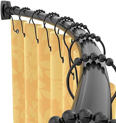 Adjustable Curved Shower Curtain Rod Rustproof Expandable 38-72 Inches Shower Rod Telescoping Design Extra Space Exquisite Customizable for Bathroom,Need To Drill,Black