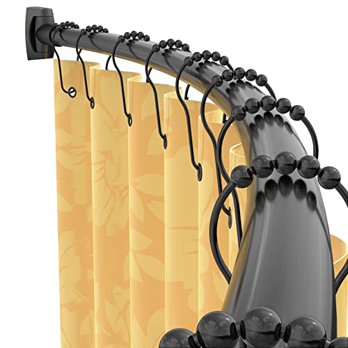 Adjustable Curved Shower Curtain Rod Rustproof Expandable 38-72 Inches Shower Rod Telescoping Design Extra Space Exquisite Customizable For Bathroom,Need To Drill,Black #TOP23