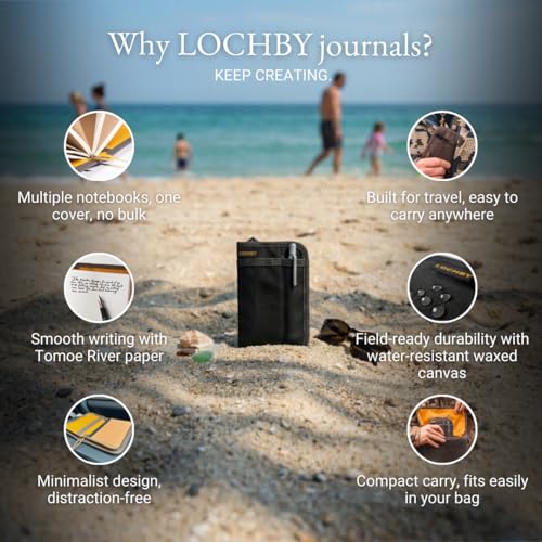 Image of LOCHBY Pocket Journal | Tomoe River 3.5 inch x 5.5 inch Notebook | Waxed Canvas | Ideal for Travelers & Daily Use, Fits Field Notes, Moleskine Cahier