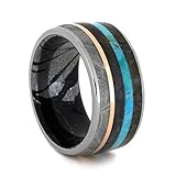 Turquoise, Dinosaur Bone, Meteorite, Petrified Wood, 14k Rose Gold, Black and White Mokume Gane 10mm...