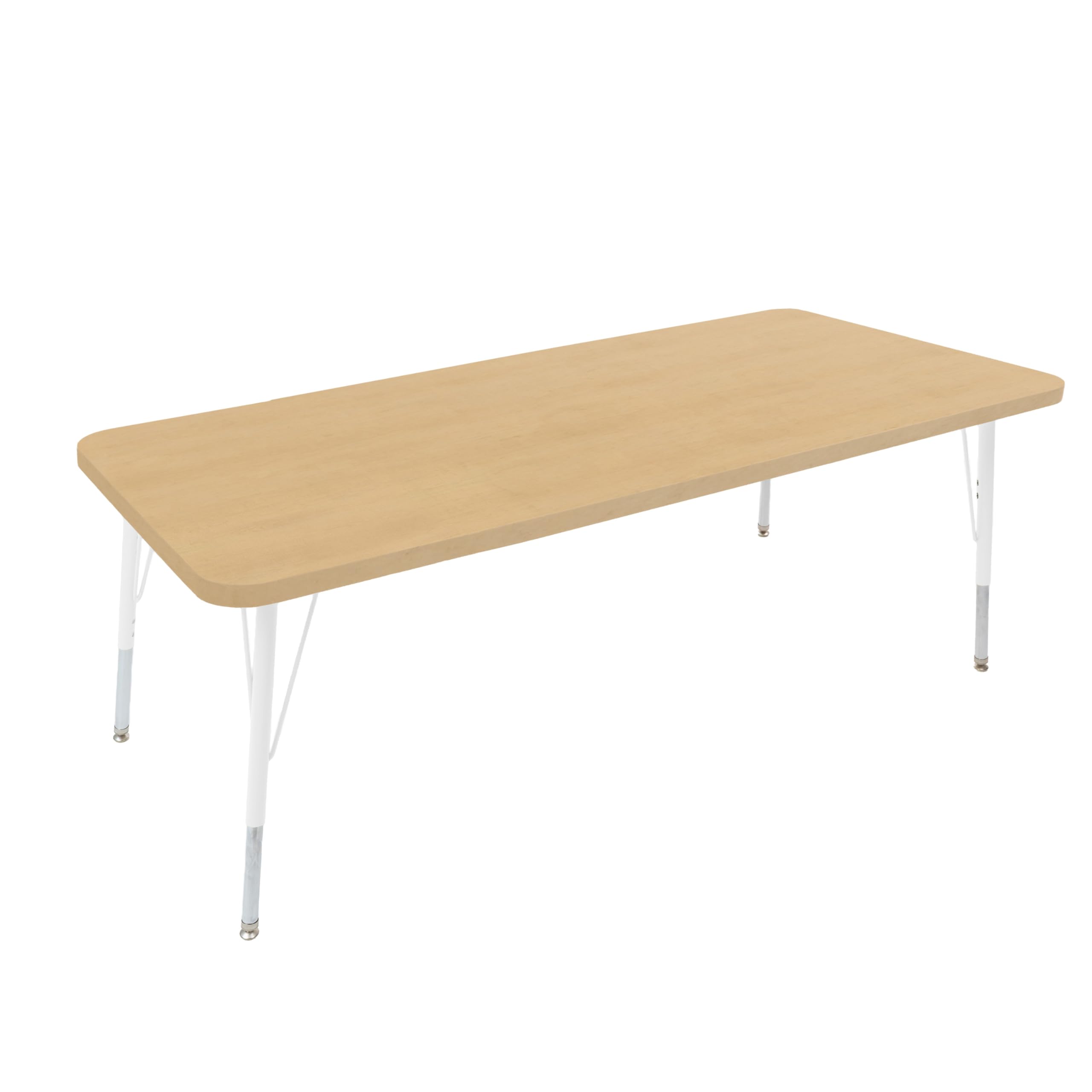 FDP 30" x 60" Rectangle Table, Swivel Glide Legs - Maple Grain/White