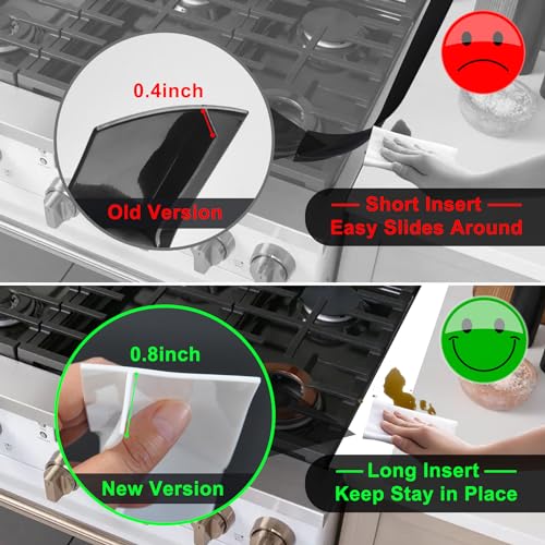 Image of KindGa Silicone Stove Counter Gap Cover - 25 Inch Gap Filler 2 Pack White | Stove counter gap filler, oven side gap filler sealing spills between kitchen appliances, stovetop oven strips gap countertop