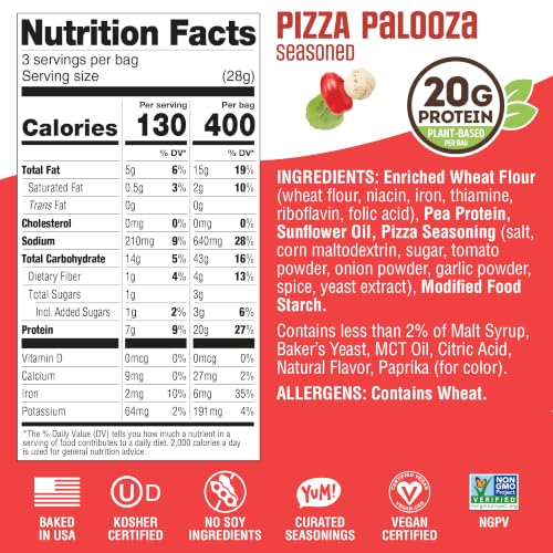 Image of Lenny & Larry's FITZELS Protein Pretzels (Pizza Palooza) 8 Individual Bags 3 oz Each - High Protein Snacks with 20g of Plant Based Protein - Healthy Vegan Pretzels - Delicious Salty Taste