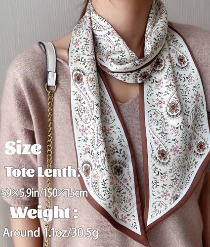 kcctoo 59” Long Silk Like Head Scarf Women's Fashion Square Neck Satin Scarfs for Bag Hair Scarves Gift 59 * 5.9”2