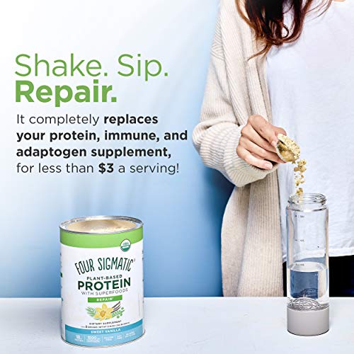 Four Sigmatic Organic Vegan Protein Powder | 18G Plant-Based Protein Per Serving | Gluten Free, Dairy Free, Soy Free, Non-Gmo With No Filler Ingredients | 21.16Oz, 15 Servings | Sweet Vanilla #TOP5