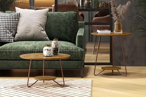 Conjunto 2 Mesa De Centro E Canto Lateral Liz Sala Sofá (Freijó)