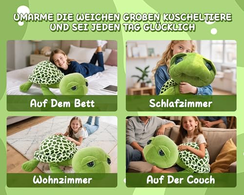 AURWEL 60cm XXL Plüschtier Schildkröte Kuscheltier | Super Weich mit Premium-PP-Füllung |Schildkröten-Spielzeug & Stofftiere-Deko für Wohnzimmer und Entspannung Familie
