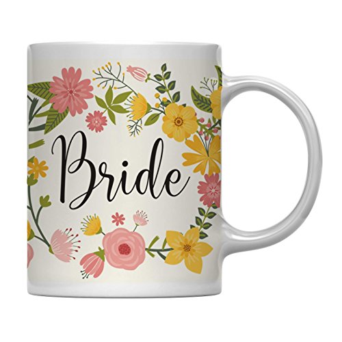 Andaz Press 11oz. Wedding Floral Flowers Coffee Mug Gift, Bride, 1-Pack