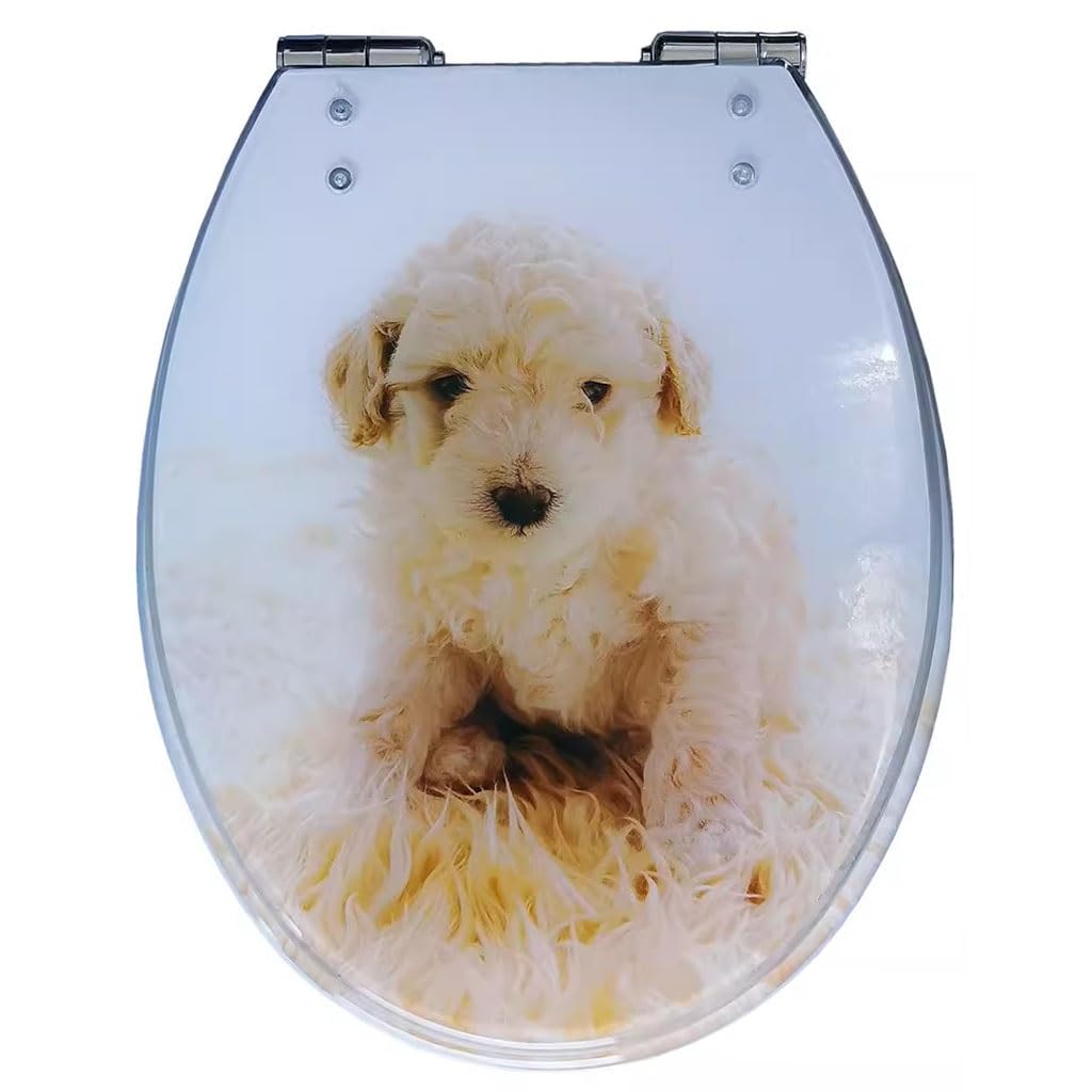 Siège de toilette à motif chien : abattant WC descente lente, facile à nettoyer et installer