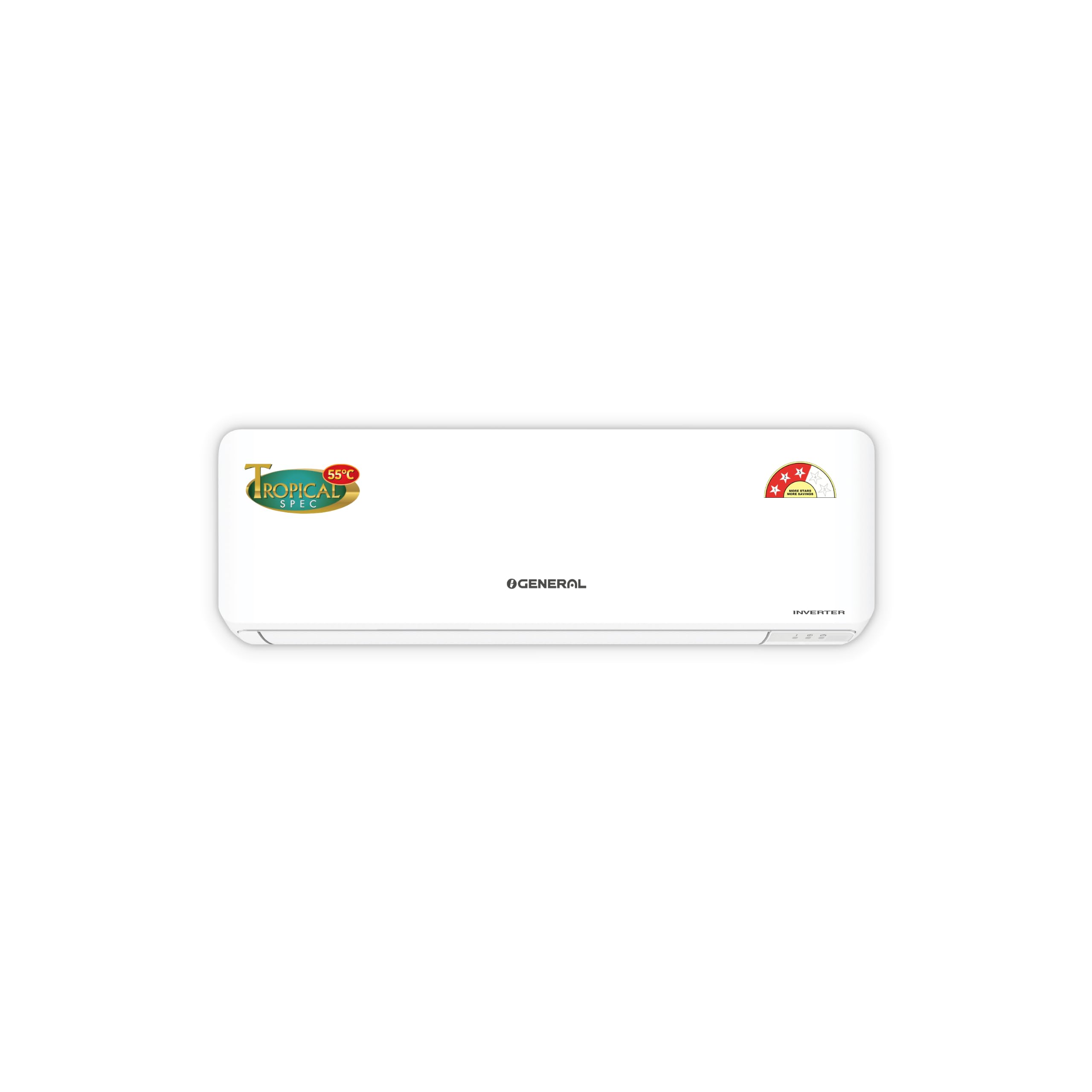 general 1 ton bee 2026 3 star rated, inverter split ac (copper, 3580w, powerful cooling, 10m long reach airflow, 55°c max, suitable for 120~150 sft, asgg12cpwa-b, white, free standard installation)