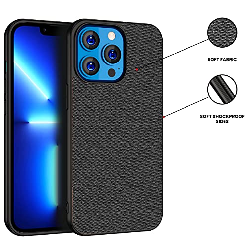 Image of Kapa Soft Fabric Hybrid Protective Back Case Cover for Apple iPhone 13 Pro (Black)