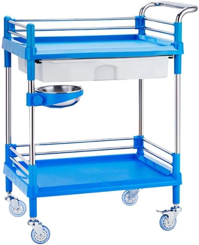 Stainless Steel Utility Trolley with Silent Drawers - Large Movable Serving Cart for Beauty Salon, Household, Dressing - Convenient & Durable